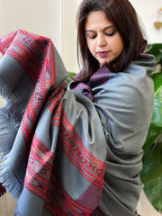 Grey Woven Kullu Woollen Shawl