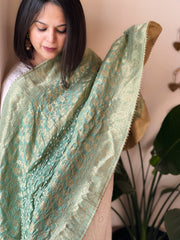 Aqua Green Banarasi Bandhej Dupatta in Silk