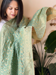 Aqua Green Banarasi Bandhej Dupatta in Silk