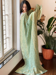 Aqua Green Banarasi Bandhej Dupatta in Silk