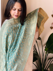 Teal Banarasi Bandhej Dupatta in Silk