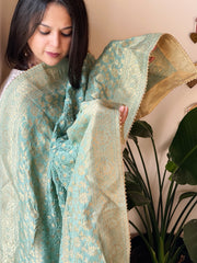 Teal Banarasi Bandhej Dupatta in Silk