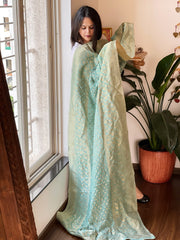 Teal Banarasi Bandhej Dupatta in Silk