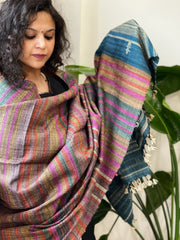 Handwoven Bhujodi Shawl in Pure Tussar and Wool