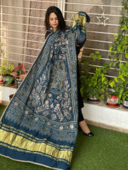 Teal Printed Bandhej Dupatta with Gotapatti Work