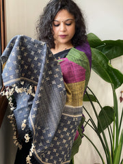 Handwoven Bhujodi Shawl in Pure Tussar and Wool