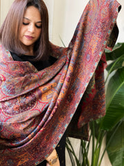 Deep Maroon Woven Kaani Jaal Pashmina Stole