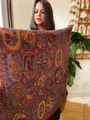 Deep Maroon Woven Kaani Jaal Pashmina Stole