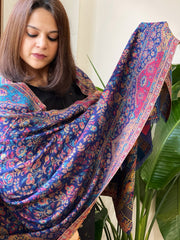 Blue Woven Kaani Jaal Pashmina Stole