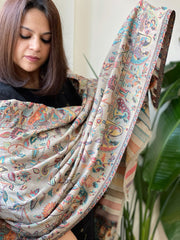 Lite Brown Woven Kaani Jaal Pashmina Stole