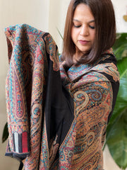 Black Woven Kaani Jaal Pashmina Stole