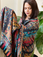 Black Woven Kaani Jaal Pashmina Shawl