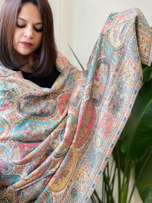 Off-White Woven Kaani Jaal Pashmina Shawl