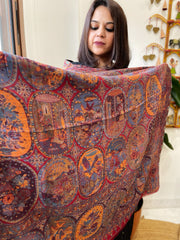 Deep Maroon Woven Kaani Jaal Pashmina Shawl