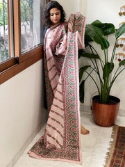 Light Skin Handmade Nakshi Kantha Dupatta in Pure Silk