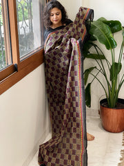 Black Handmade Kantha Dupatta in Silk