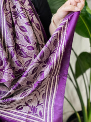 Purple Handmade Reverse Nakshi Kantha Stole in Pure Silk