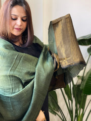 Dusty Green Pashmina Stole with Zari