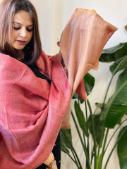 Carrot Pink Pashmina Stole with Zari