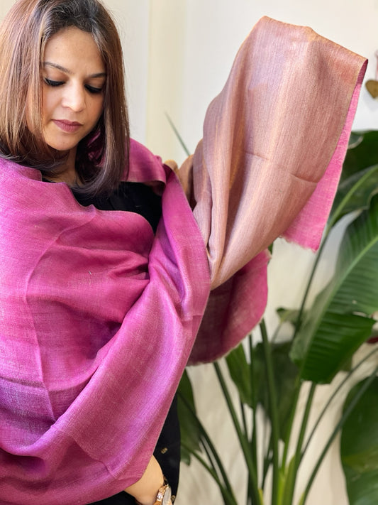 Hot Pink Pashmina Stole with Zari