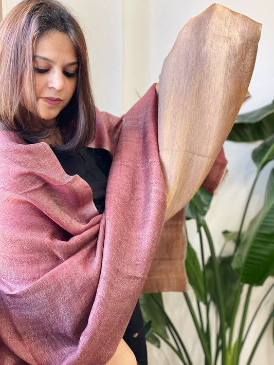 Brownish Maroon Pashmina Stole with Zari