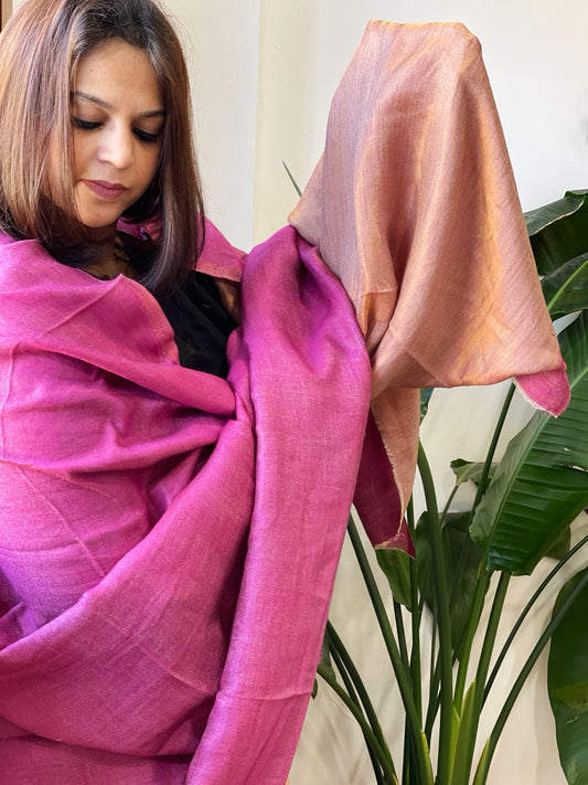Pink Pashmina Shawl with Zari