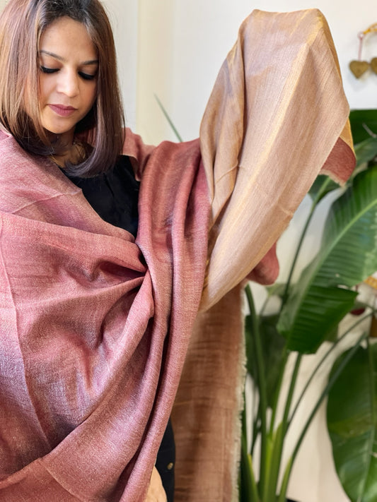 Dusty Maroon Pashmina Shawl with Zari