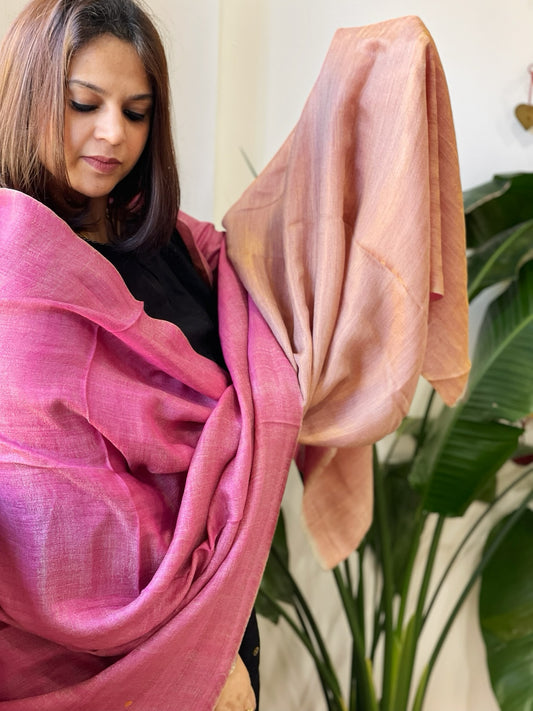 Candy Floss Pink Pashmina Shawl with Zari