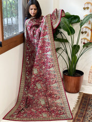 Pink Georgette Dupatta with Shikargah Embroidery