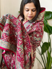 Pink Georgette Dupatta with Shikargah Embroidery