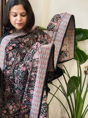 Black Georgette Dupatta with Shikargah Embroidery