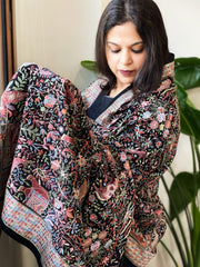 Black Georgette Dupatta with Shikargah Embroidery
