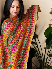 Handmade Bagh Phulkari Dupatta in Cotton