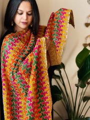 Handmade Bagh Phulkari Dupatta in Cotton