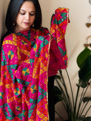 Handmade Bagh Phulkari Dupatta in Crepe