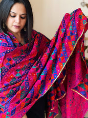 Handmade Bagh Phulkari Dupatta in Crepe