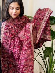 Wine Georgette Dupatta with Thread & Sequin Embroidery