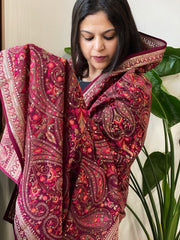 Wine Georgette Dupatta with Thread & Sequin Embroidery