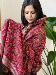 Maroon Georgette Dupatta with Thread & Sequin Embroidery