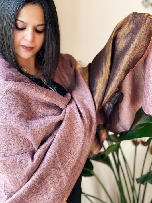 Purplish Pink Pashmina Stole with Zari