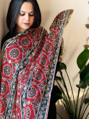 Printed Ajrakh Chinon Dupatta with Thread & Sequin Embroidery