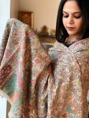 Beige Woven Kaani Jaal  Pashmina Shawl