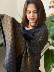 Black Pashmina Stole with Zari