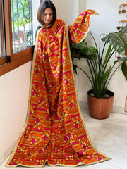 Mustard Designer Phulkari Dupatta in Khaddar Cotton