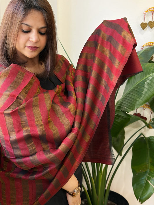 Maroon Pashmina Stole with Zari