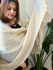 Ivory Pashmina Stole with Zari