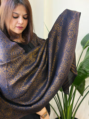 Navy Pashmina Stole with Zari