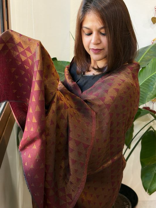 Maroon Pashmina Stole with Zari