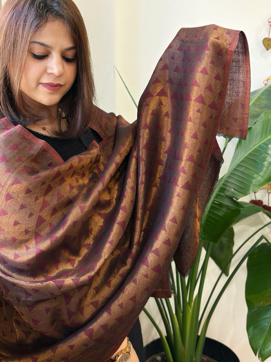 Maroon Pashmina Stole with Zari