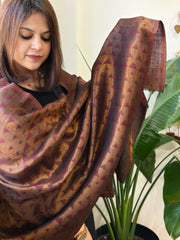 Maroon Pashmina Stole with Zari